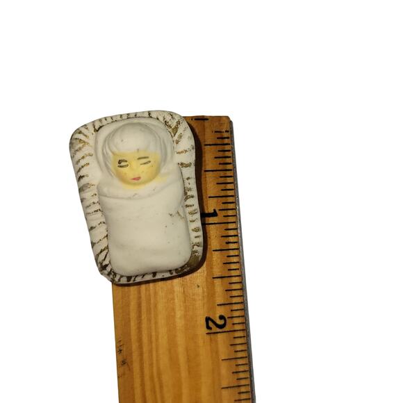 9 Pc Vintage White & Gold Porcelain Nativity Set Figurines Christmas Decoration - Picture 13 of 15